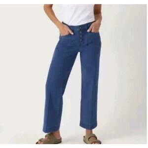 Duluth Trading Co Women's Shop Square Button Front Wide Leg Pants Blue Size 6